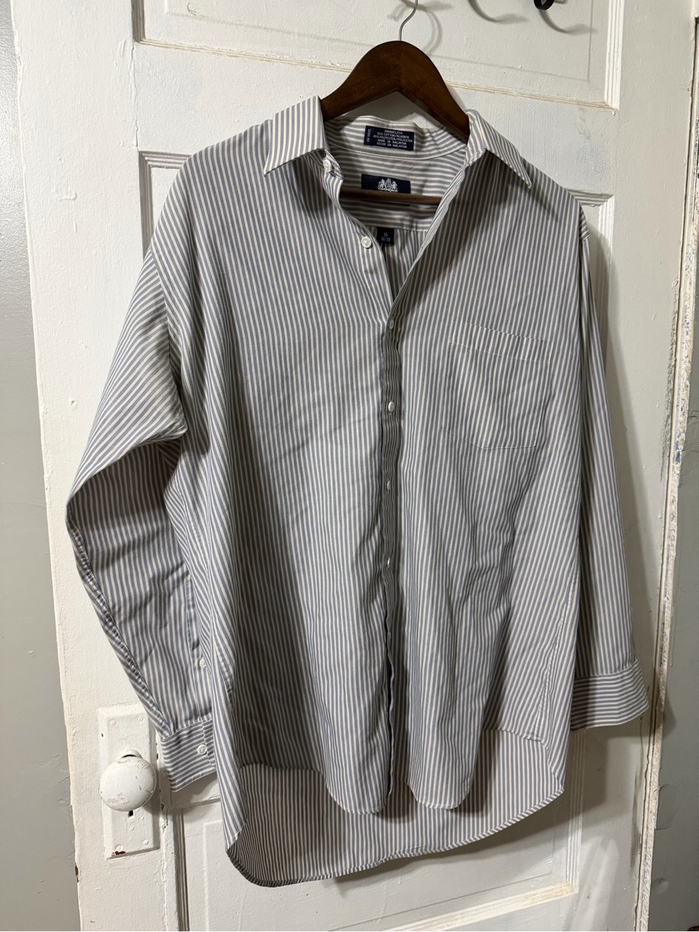 Stafford Broadcloth Striped Dress Shirt Blue & White